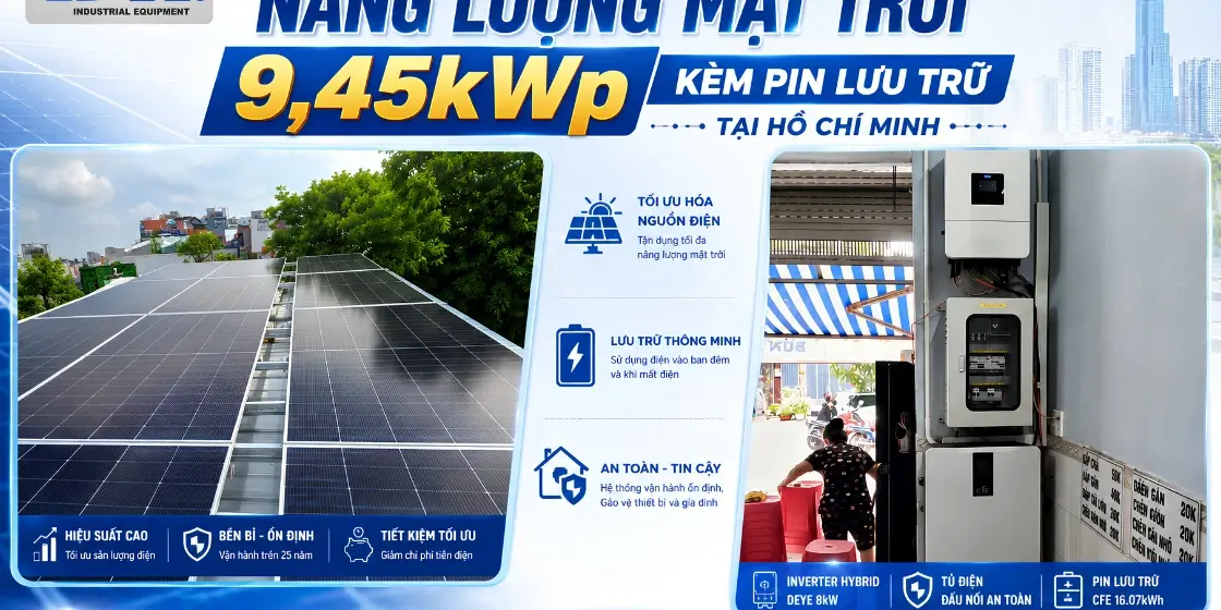 Lắp Điện Năng Lượng Mặt Trời 9,45kWp K&egrave;m Pin Lưu Trữ Tại Hồ Ch&iacute; Minh