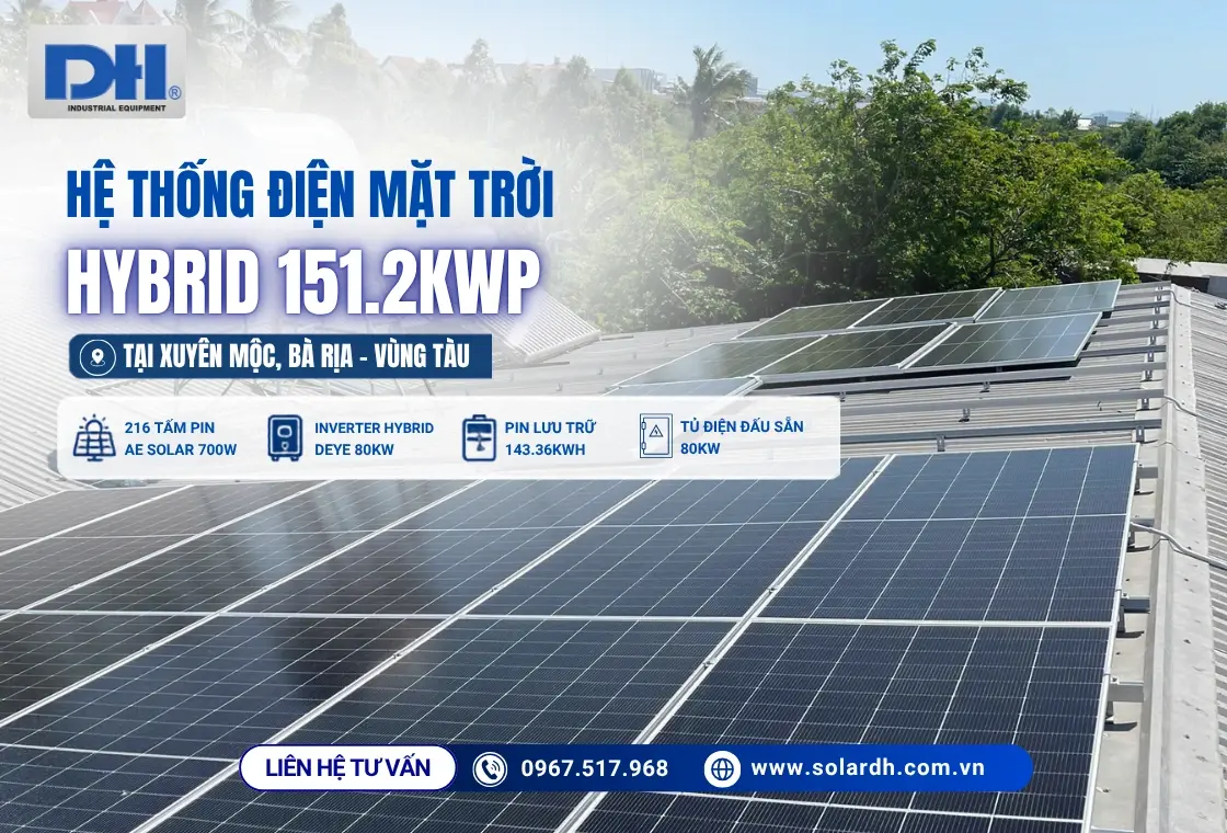 Lắp Điện Mặt Trời Hybrid 151,2kWp Gi&uacute;p Tiết Kiệm Hơn 500 Triệu/Năm