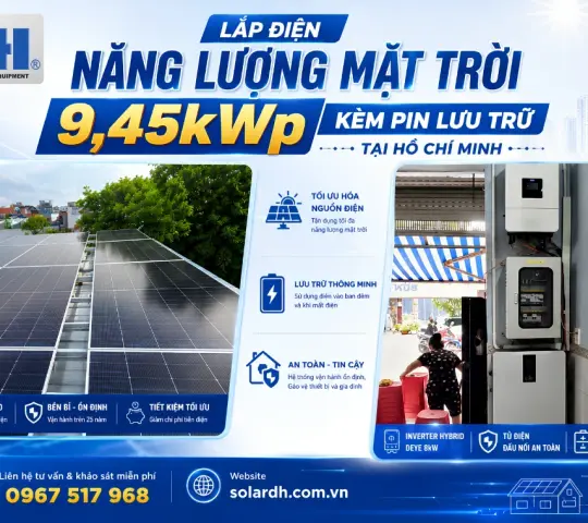 Lắp Điện Năng Lượng Mặt Trời 9,45kWp K&egrave;m Pin Lưu Trữ Tại Hồ Ch&iacute; Minh