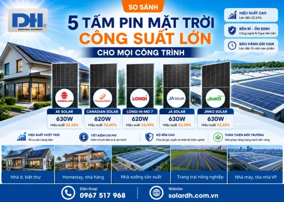 So S&aacute;nh 5 Tấm Pin Mặt Trời C&ocirc;ng Suất Lớn Đ&aacute;ng Đầu Tư Cho Mọi C&ocirc;ng Tr&igrave;nh