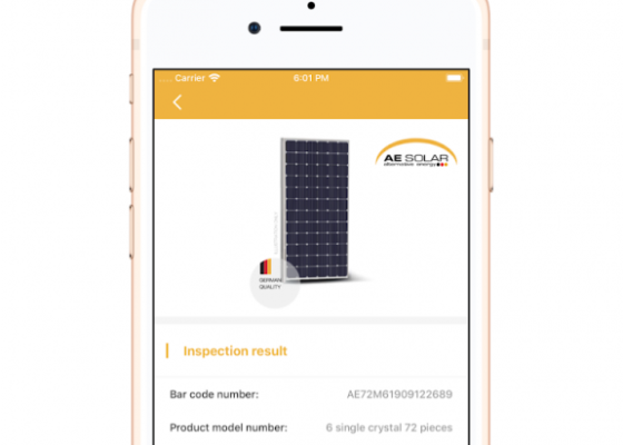 Tấm pin mặt trời AE Solar tích hợp chip NFC để chống hàng giả 