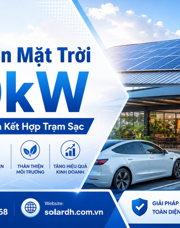 Lắp Điện Mặt Trời 40kW Cho Qu&aacute;n Ăn Kết Hợp Trạm Sạc
