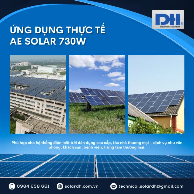 Ứng Dụng Thực Tế Của Tấm Pin Mặt Trời AE Solar 730W