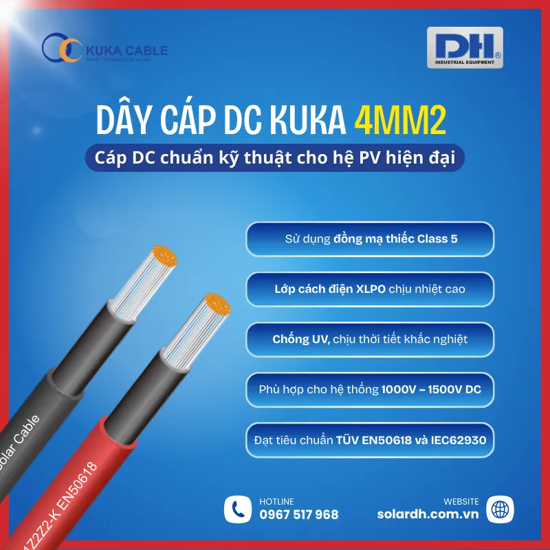 Đặc điểm nổi bật của dây cáp điện mặt trời KUKA 4mm²