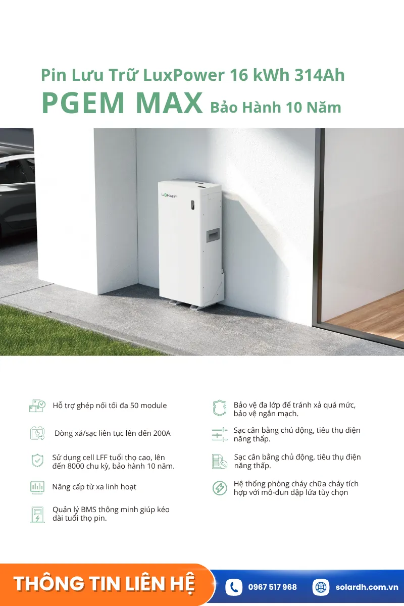 Tính Năng Nổi Bật Của Pin Lưu Trữ LuxPower 16kWh