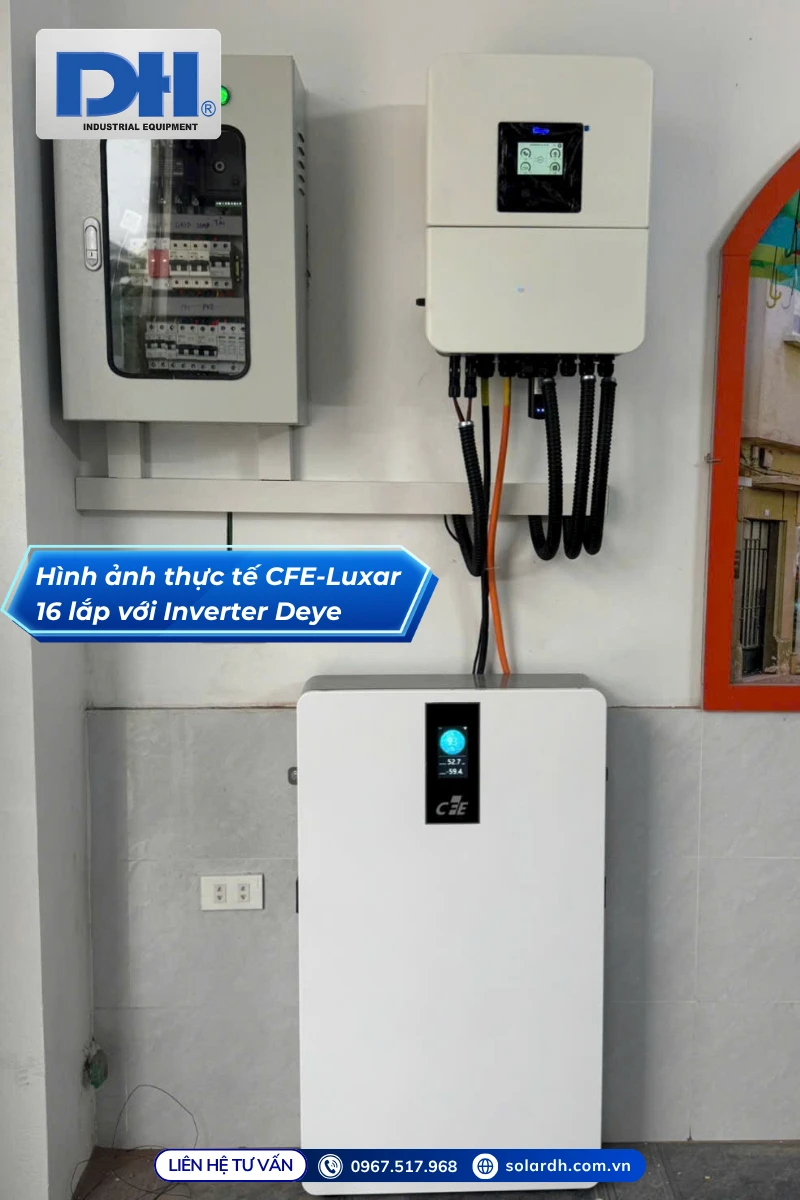 Ảnh thực CFE-LUXAR 16 lắp với Inverter Hybrid Deye