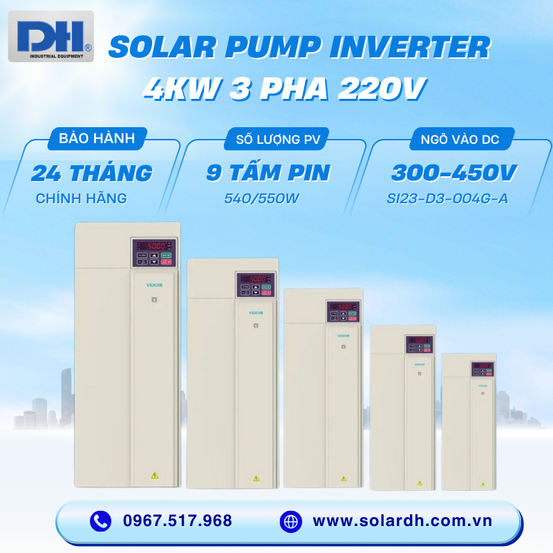 Biến tần bơm nước 4kW 3 pha 220V Veichi SI23-D3-004G-A