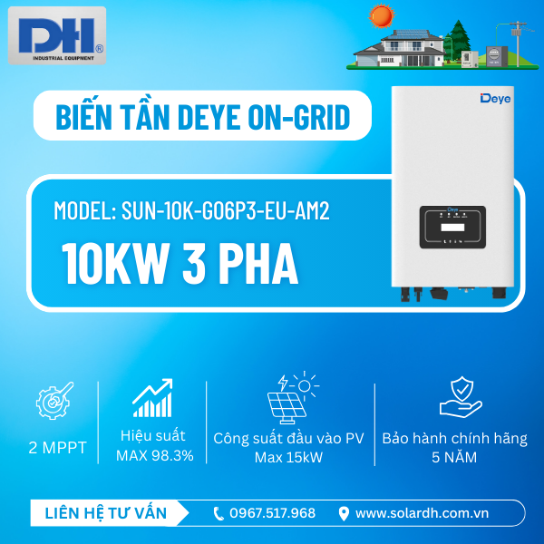 Biến tần Deye 10kW 3 pha Model SUN-10K-G06P3-EU-AM2