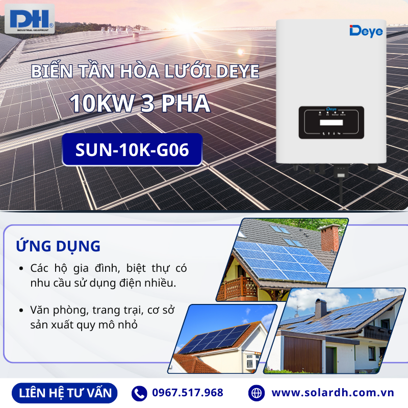 Ứng dụng biến tần Deye 10kW 3 pha