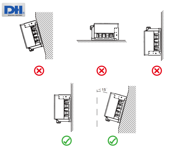 Lắp biến tần Deye 110kw với độ nghiêng tối đa 15 độ