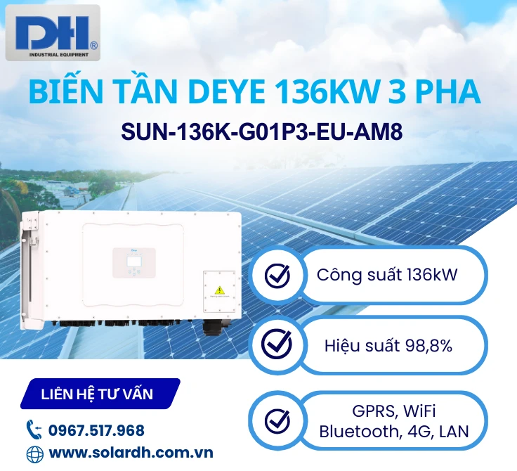 Biến tần Deye 136kW 3 Pha SUN-136K-G01P3-EU-AM8