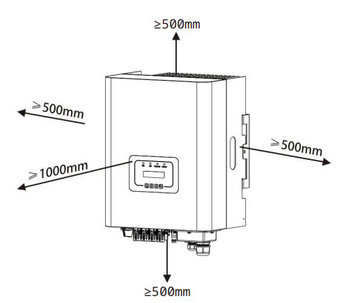 Khoảng cách giữa các Inverter Deye 1 pha ít nhất 500mm
