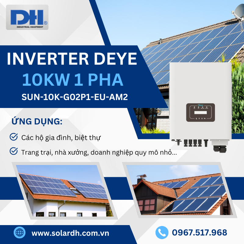 Ứng dụng biến tần hòa lưới Deye 10kW 1 pha