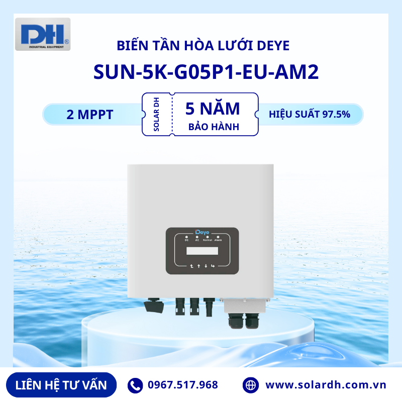 Biến tần hòa lưới Deye 5kW 1 Pha SUN-5K-G05P1-EU-AM2