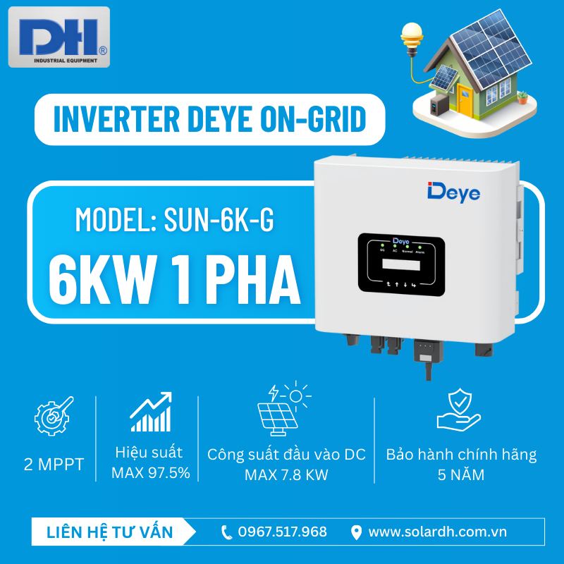 Inverter Deye 6kW hòa lưới bám tải 1 pha
