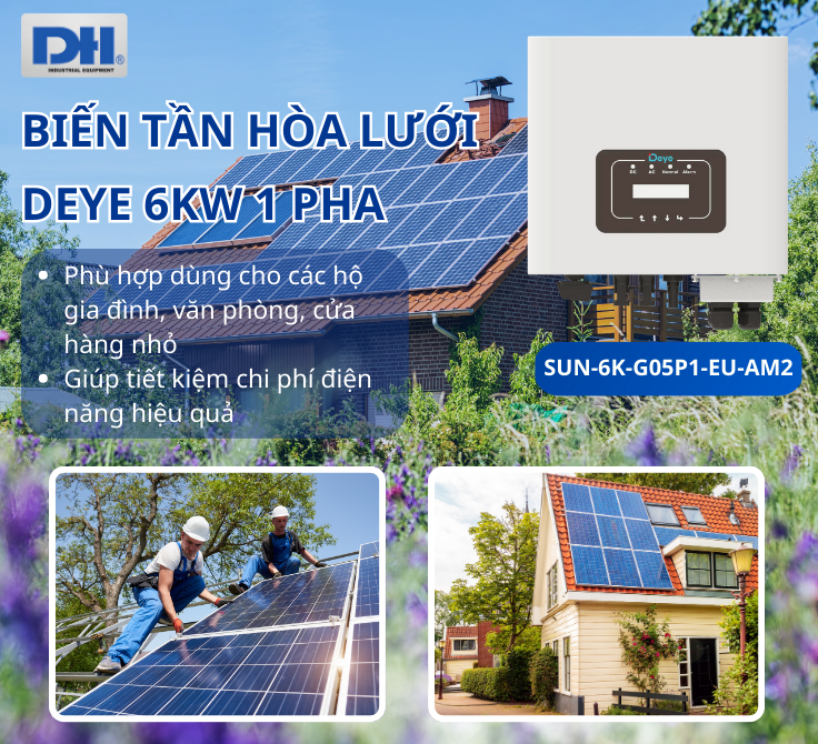 Biến tần hòa lưới Deye 6kW giúp tiết kiệm chi phí điện