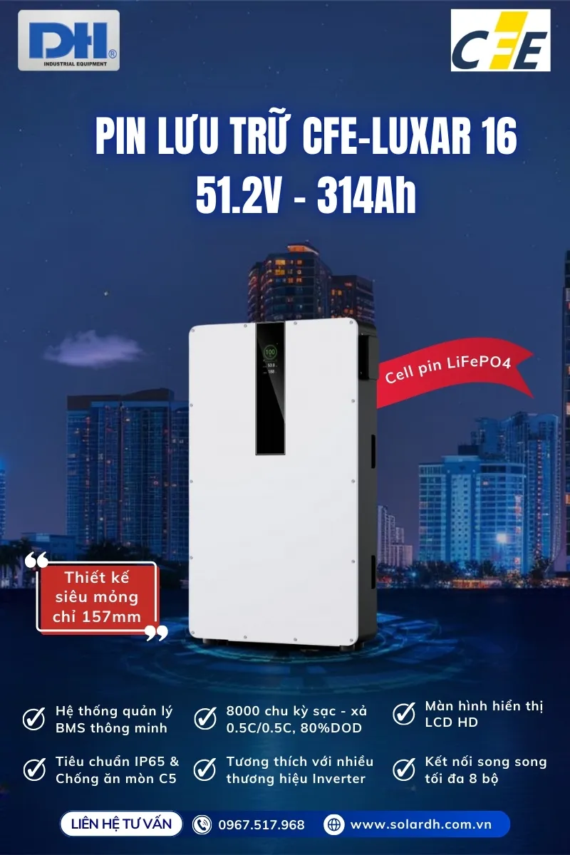Tính năng nổi bật pin lưu trữ điện mặt trời CFE-LUXAR 16