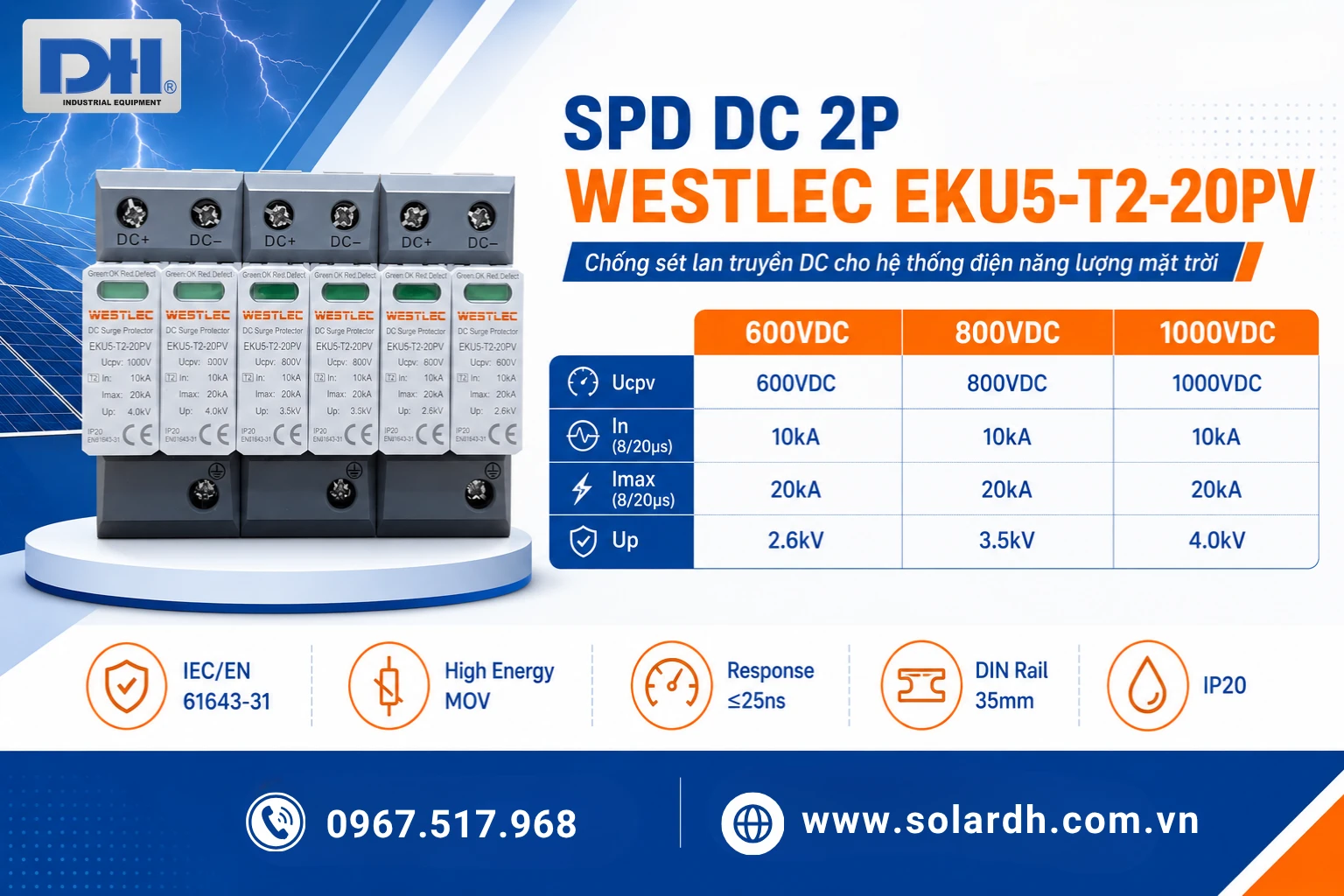 Thông số kỹ thuật SPD DC 2P