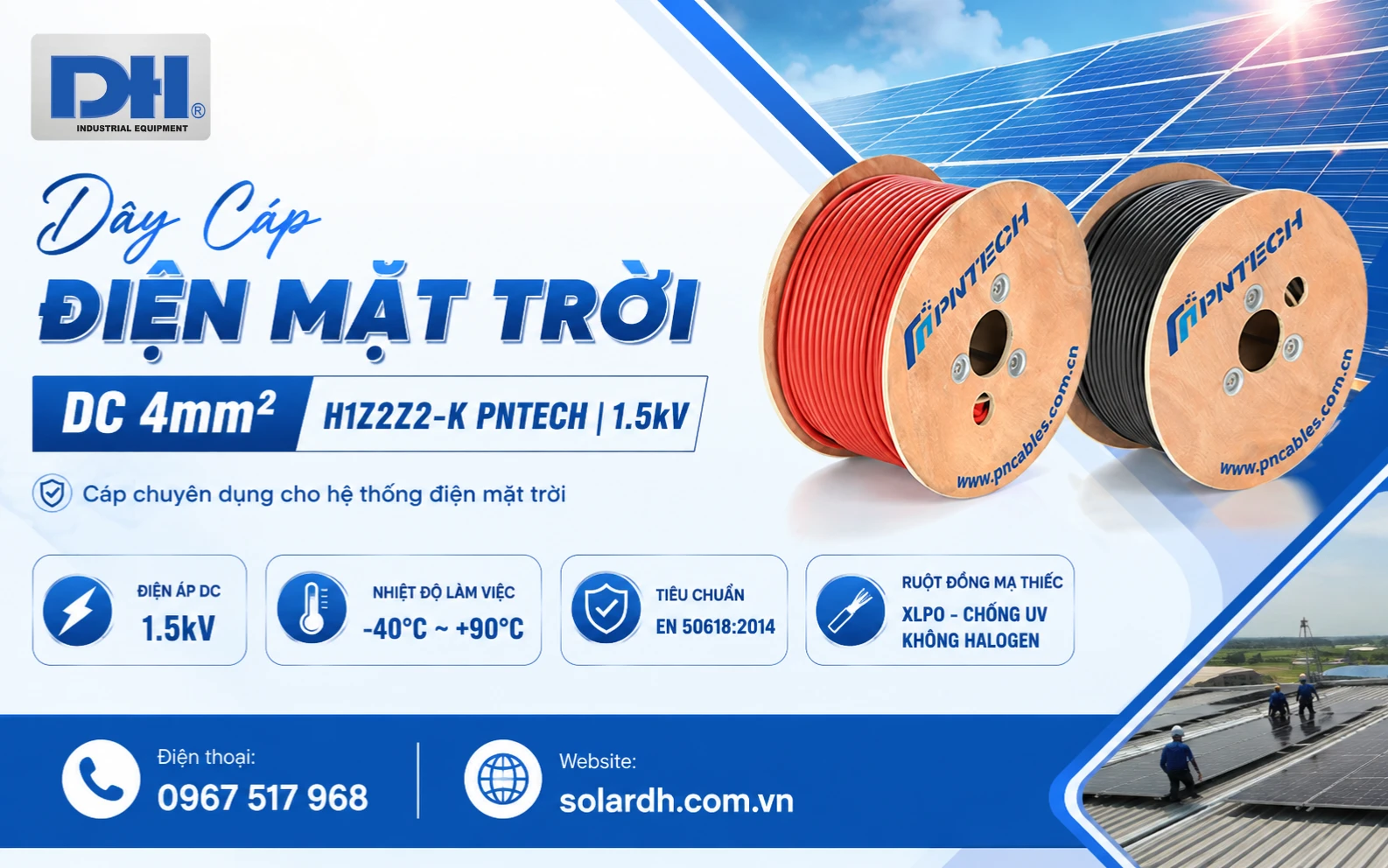 Cáp điện mặt trời DC 4mm² H1Z2Z2-K PNTECH