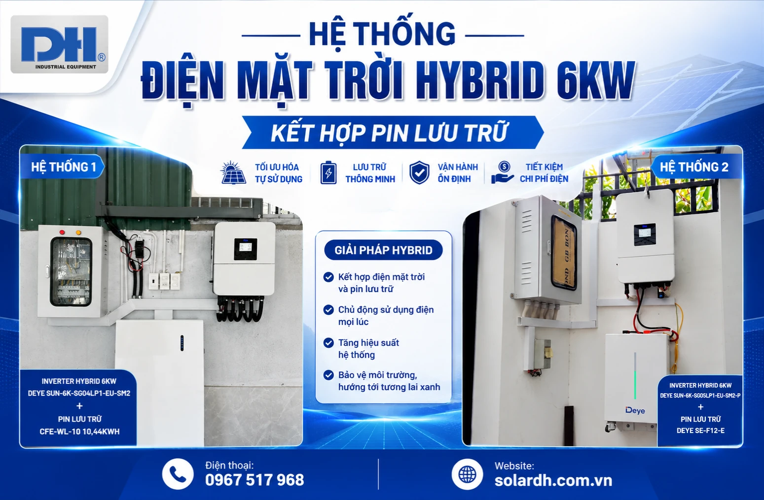 Hệ thống điện mặt trời Hybrid 6kW