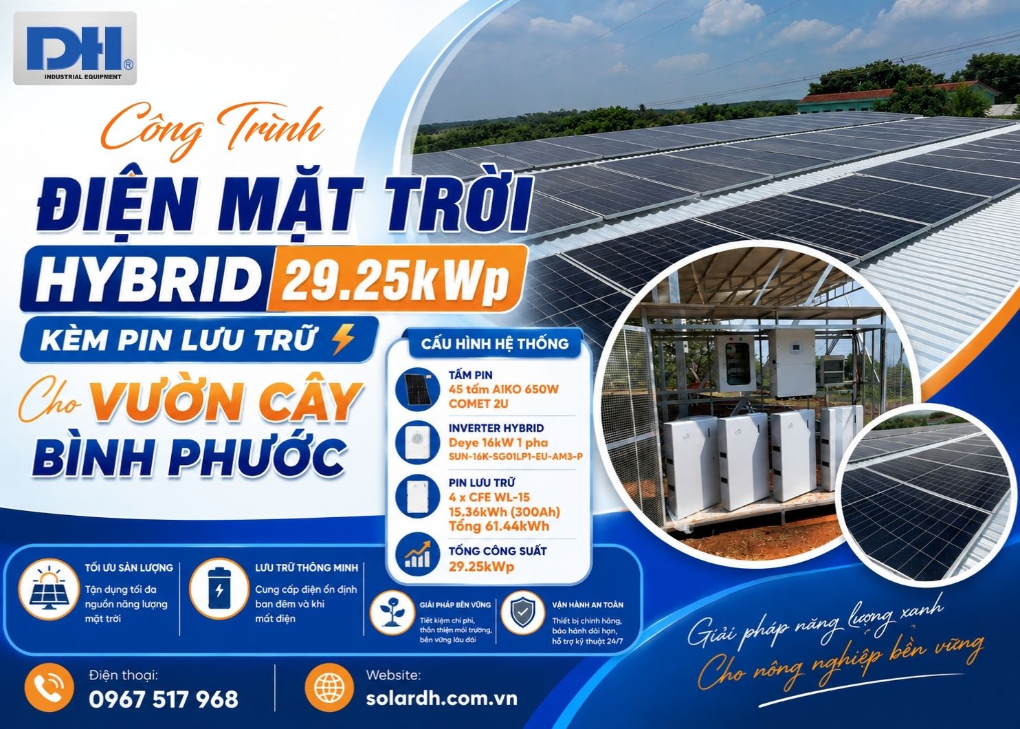 Công trình lắp điện mặt trời Hybrid 29.25kWp