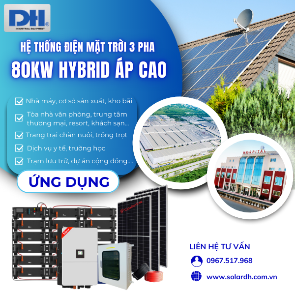 Ứng dụng hệ thống điện mặt trời 80kW Hybrid