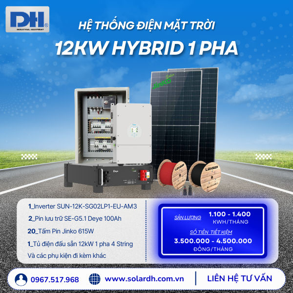 Lợi ích hệ thống điện mặt trời 12kW Hybrid 1 pha