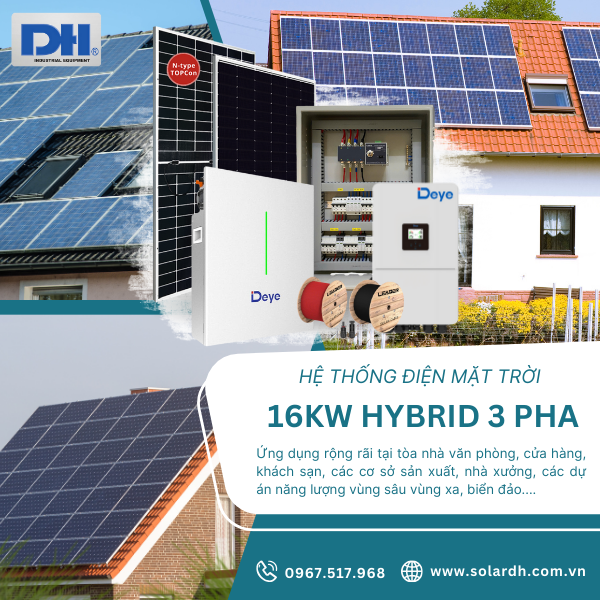 Ứng dụng hệ thống điện mặt trời 16kW Hybrid