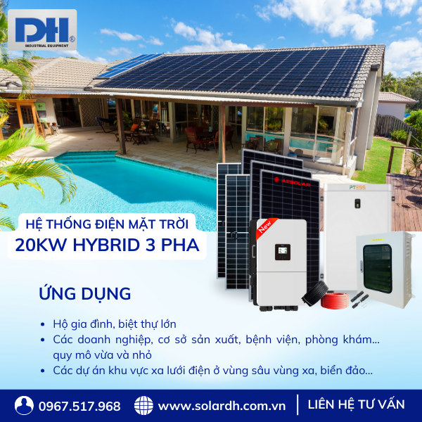 Ứng dụng hệ thống năng lượng mặt trời 20kW