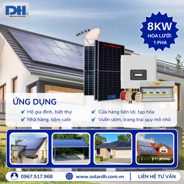 Ứng dụng của hệ thống điện mặt trời 8kW hòa lưới