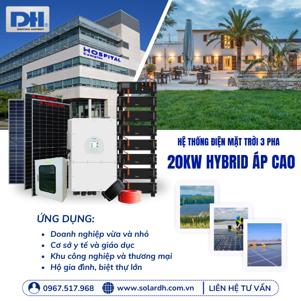 Ứng dụng hệ thống điện năng lượng 20kW Hybrid 3 pha áp cao