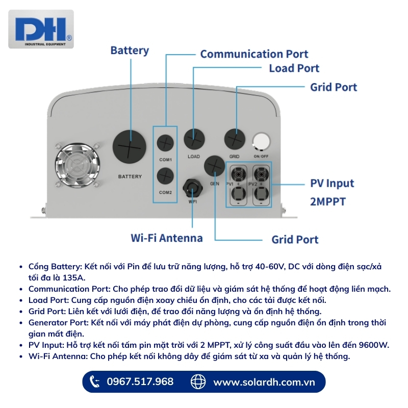 Chi tiết sản phẩm Inverter Off-Grid Deye 6kW