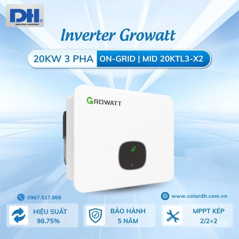 Inverter Growatt 20kW 3 pha hòa lưới MID 20KTL3-X2