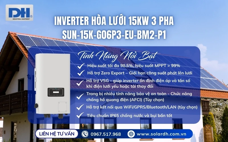 Tính năng nổi bật Inverter hòa lưới 15kW Deye