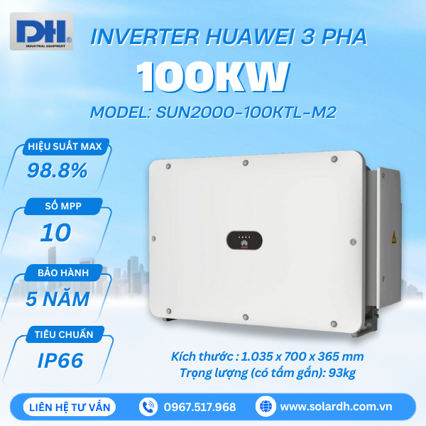 Inverter Huawei 100kW 3 pha SUN2000-100KTL-M2