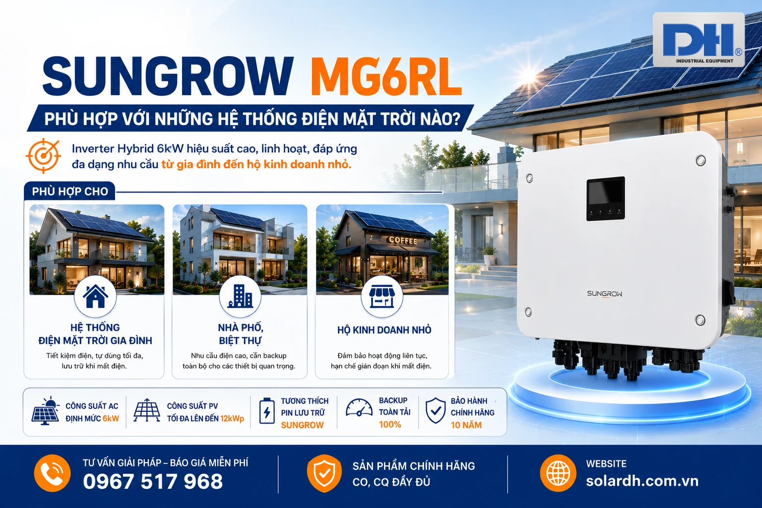 Ứng dụng Inverter Hybrid 6kW Sungrow