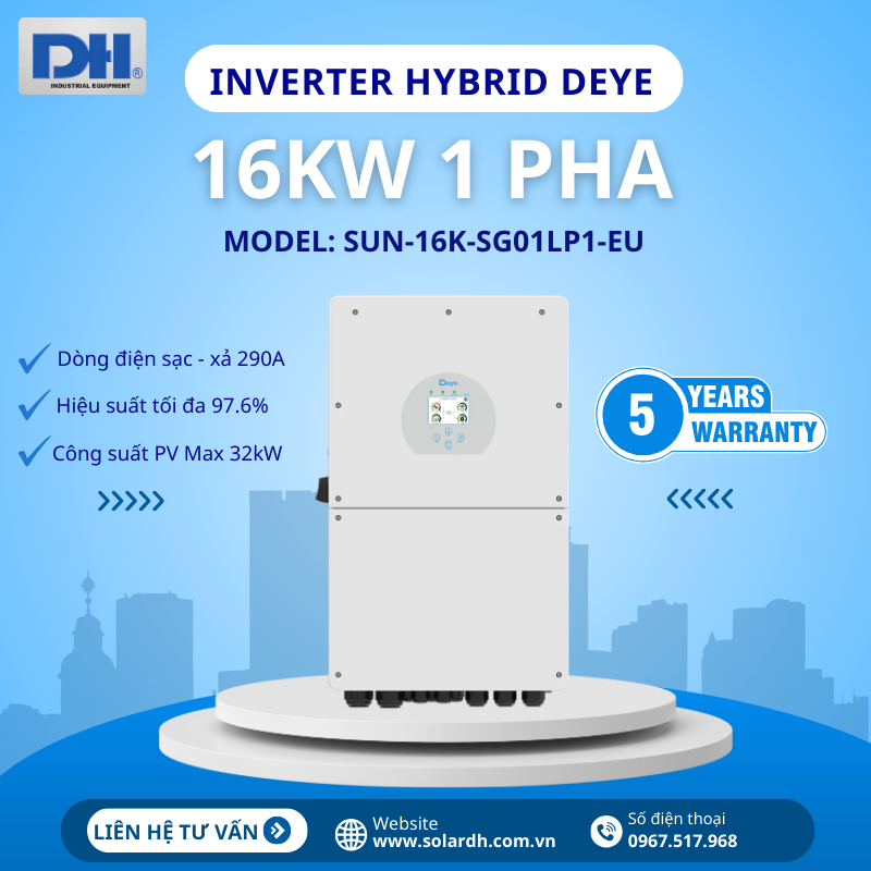 Inverter Deye Hybrid 16kW 1 pha SUN-16K-SG01LP1-EU