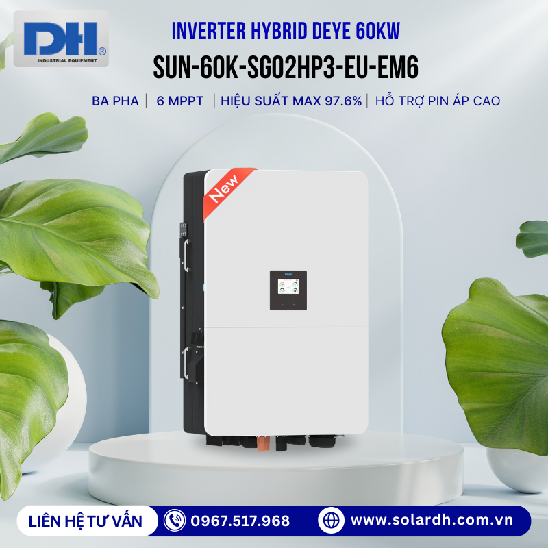 Inverter Hybrid Deye 60kW 3 pha SUN-60K-SG02HP3-EU-EM6