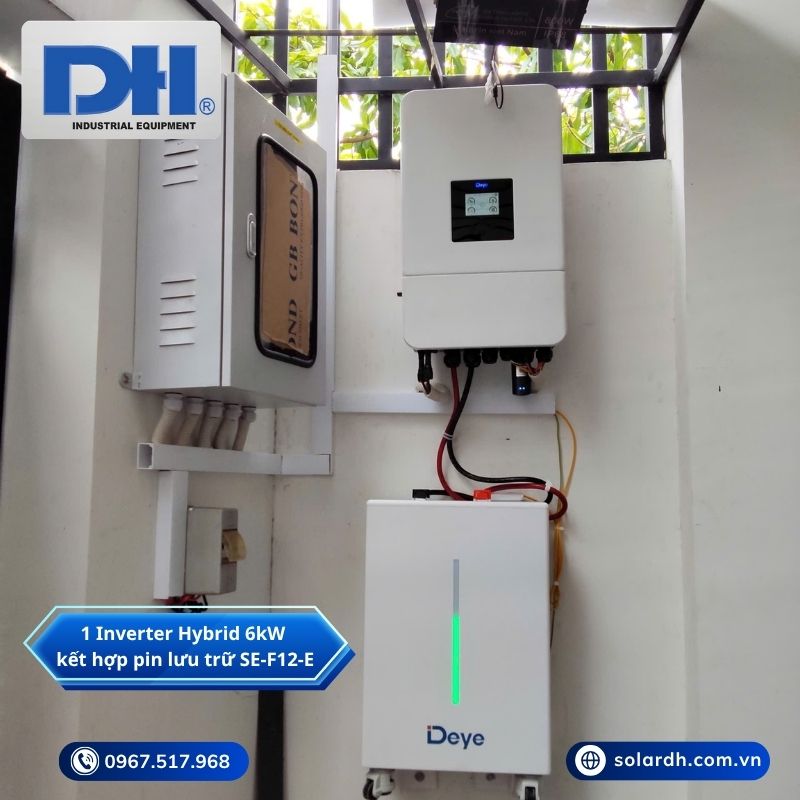 Ảnh thực tế lắp Inverter 6kW và pin lưu trữ SE-F12-E