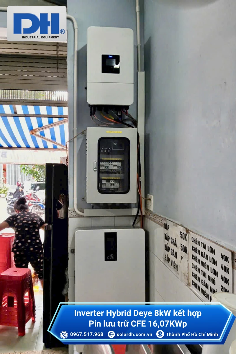 Inverter Hybrid 8kW Deye kết hợp Pin lưu trữ CFE 16,07kWp
