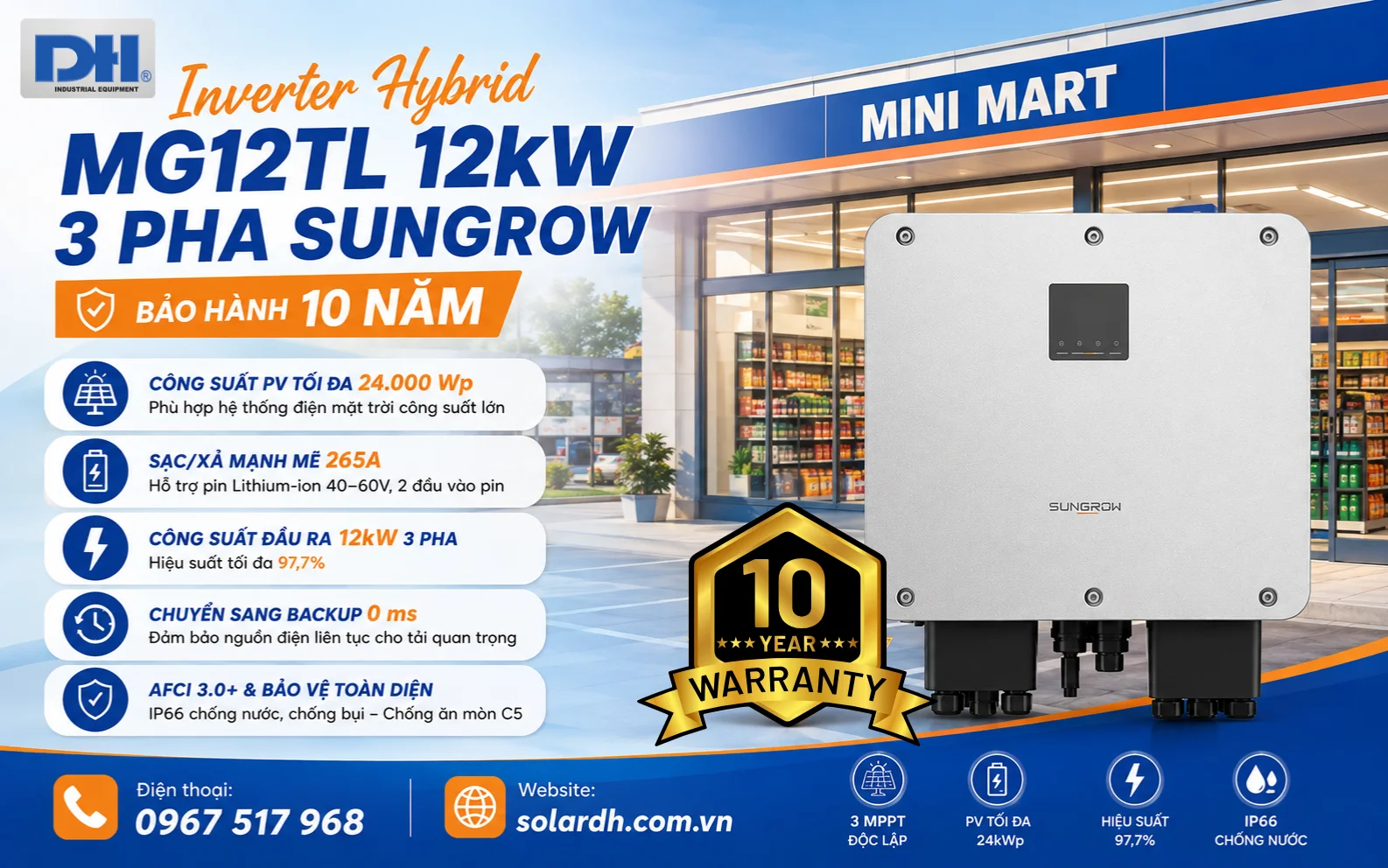 Inverter Hybrid MG12TL 12kW 3 pha