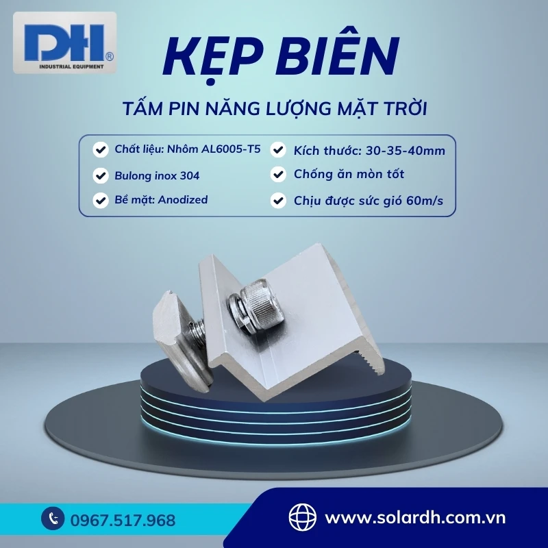 Thông số kẹp biên tấm Pin mặt trời Xiamen