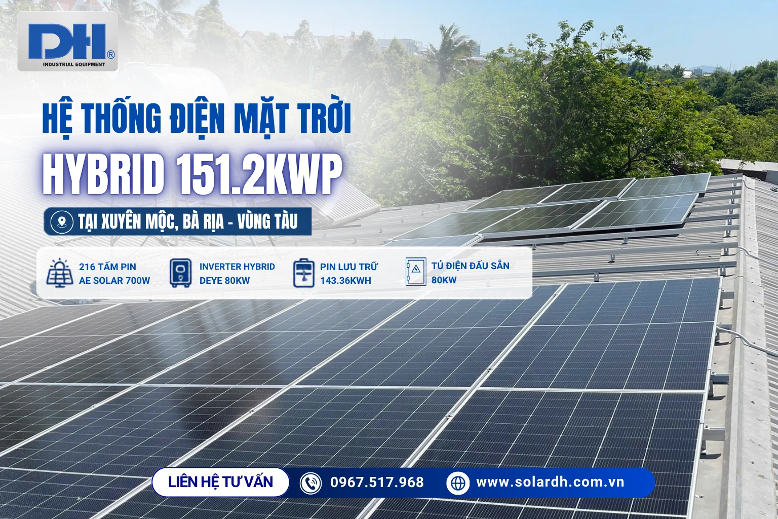 Lắp điện mặt trời Hybrid 151,2kWp