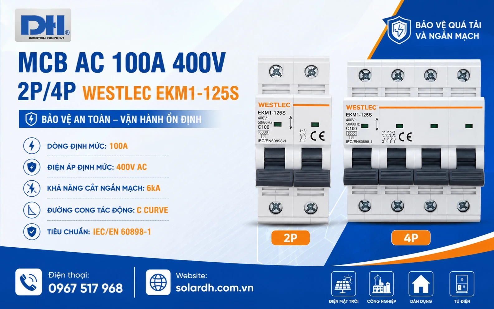 MCB AC 100A 400V 6kA 2P/4P Westlec