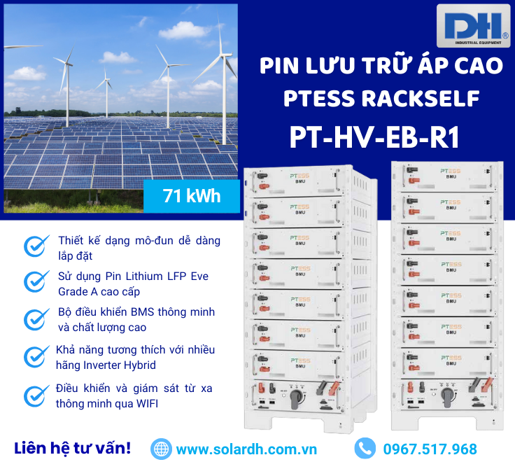 Tính năng nổi bật Pin lưu trữ áp cao PTESS Rackself PT-HV-EB-R1
