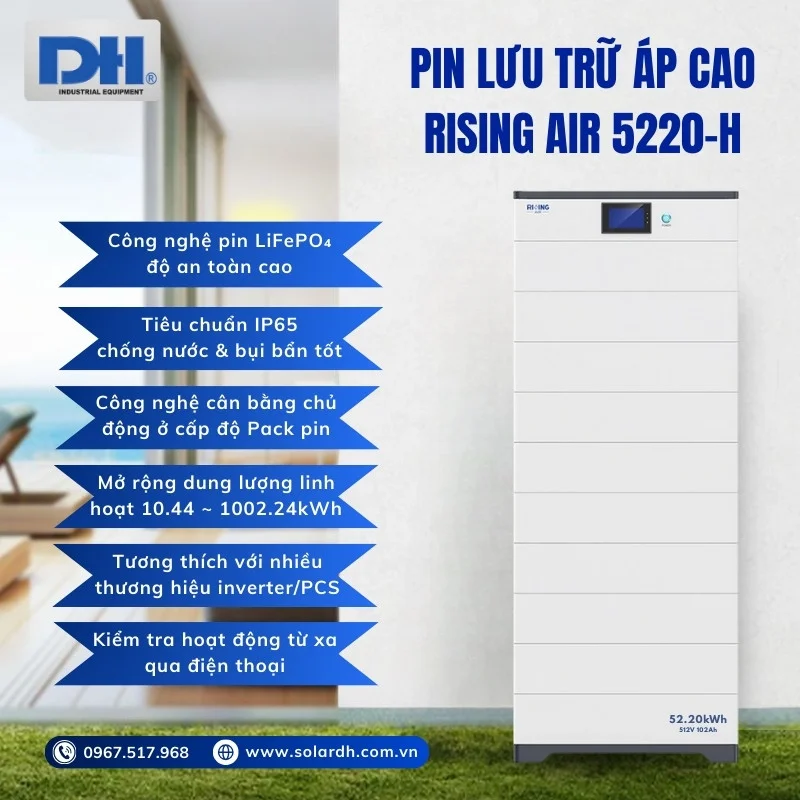 Các tính năng nổi bật pin lưu trữ điện mặt trời áp cao Rising