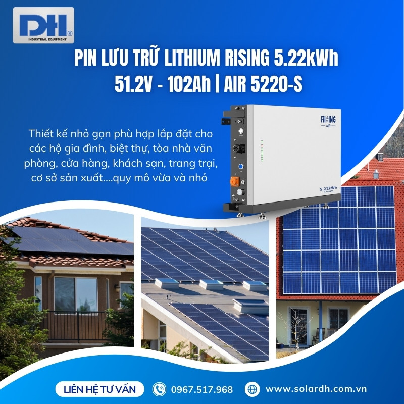 Pin lưu trữ năng lượng mặt trời Rising 102Ah ứng dụng rộng rãi nhiều khu vực