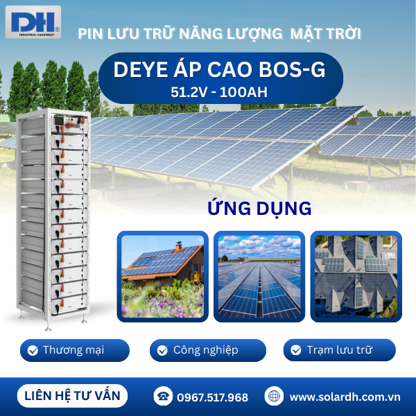 Ứng dụng Pin lưu trữ Lithium Deye áp cao BOS-G