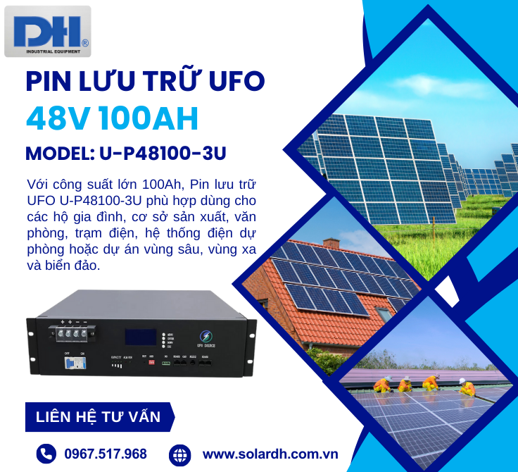 Pin lưu trữ Lithium UFO 48V 100Ah được ứng dụng rộng rãi