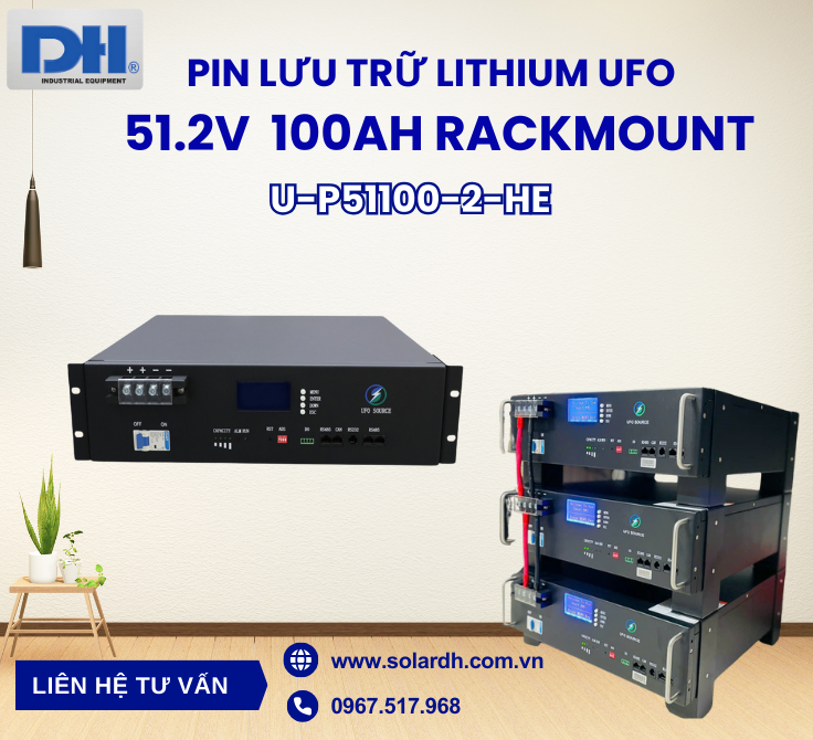 Pin lưu trữ Lithium UFO 51.2V 100Ah Rackmount